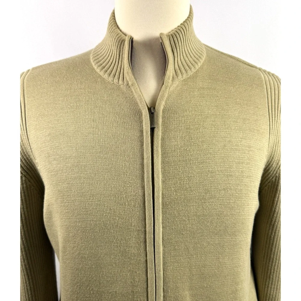 Kenneth Cole Men's Tan Cardigan Ribbed Sleeves Full Zip Sweater Size L